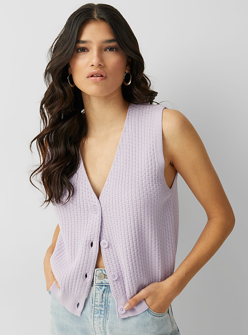 Icône Lilacs Buttoned waffle sweater vest for women