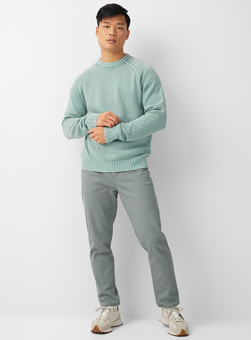 Le 31 Green Faded textured knit sweater for men