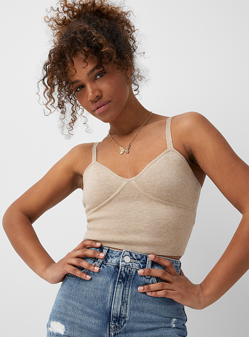 Twik Sand Cropped bustier cami for women