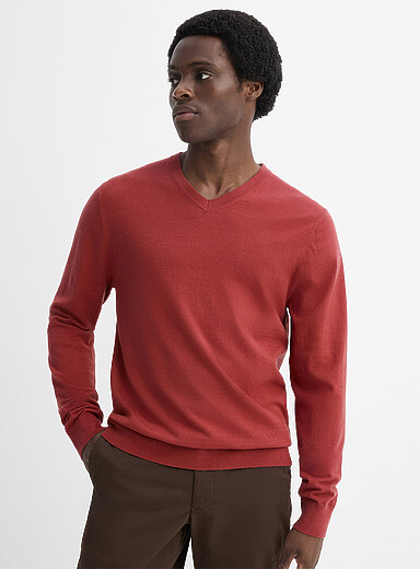 Le 31: Le chandail col V &eacute;pur&eacute; Rose p&ecirc;che pour homme