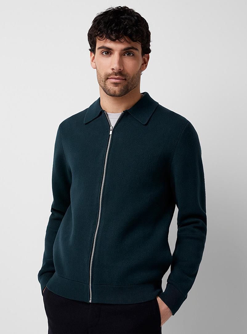 Le 31 Green Point-collar zipped cardigan for men
