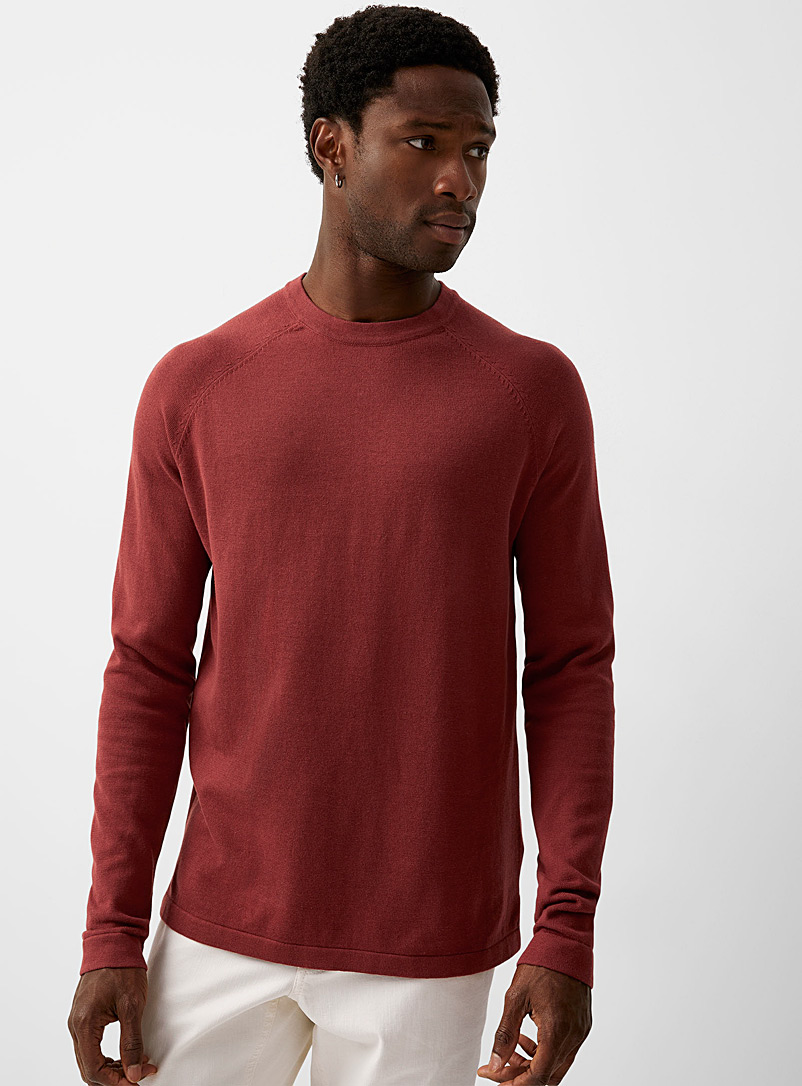 Le 31 Red Crew neck raglan sweater for men