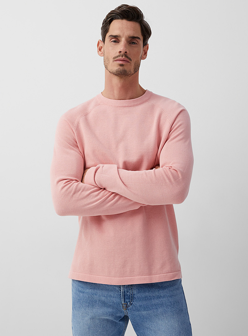 Le 31 Pink Crew neck raglan sweater for men