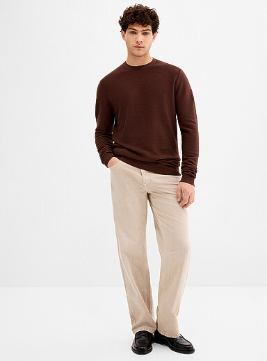 Le 31 Chocolate/Espresso Ottoman stripe sweater for men