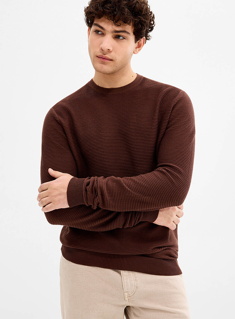 Le 31: Le chandail rayure ottoman Noir pour homme
