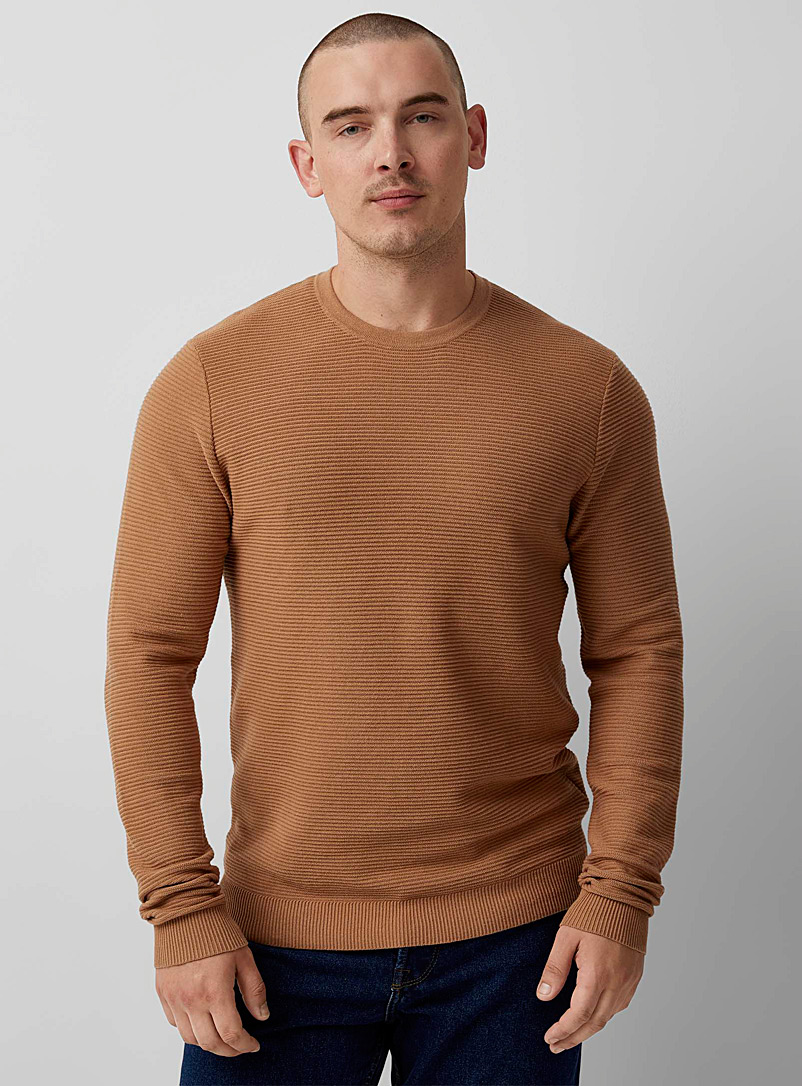 Le 31 Fawn Ottoman stripe sweater for men