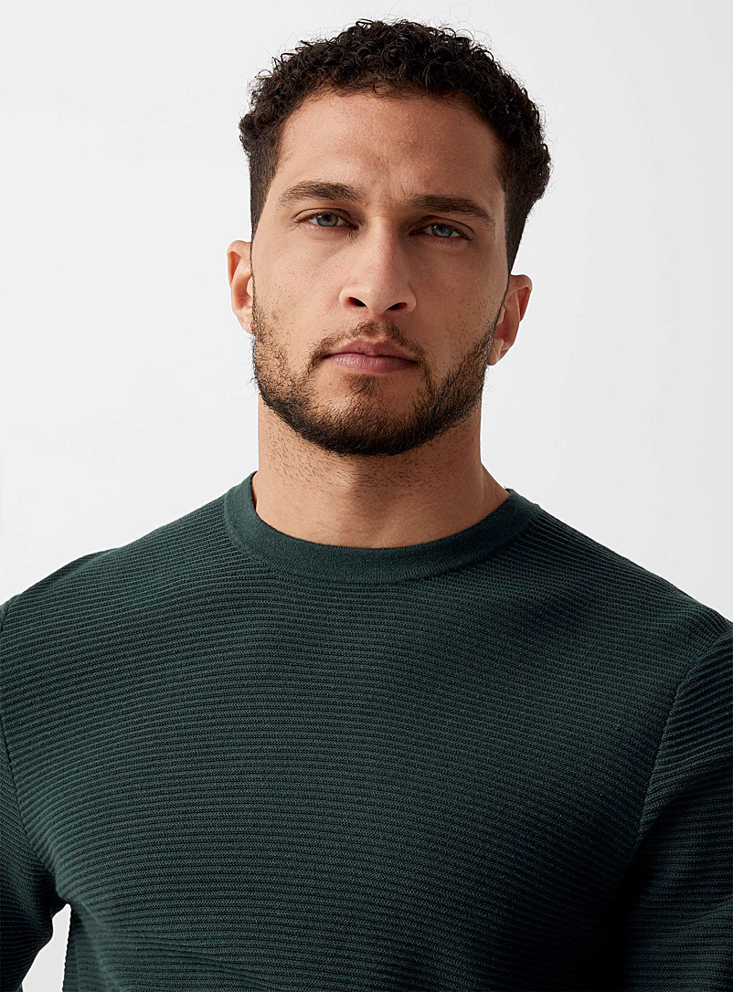 Le 31: Le chandail rayure ottoman Noir pour homme