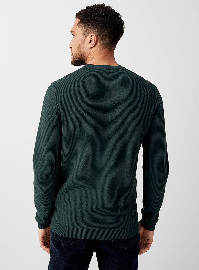 Le 31: Le chandail rayure ottoman Noir pour homme