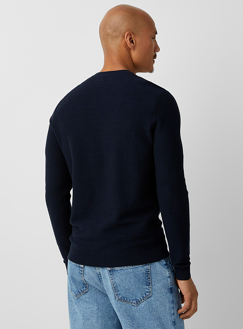 Le 31: Le chandail rayure ottoman Noir pour homme