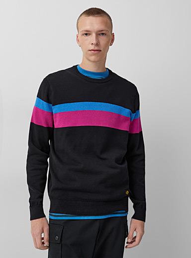 Djab Patterned Black Double stripe sweater for men