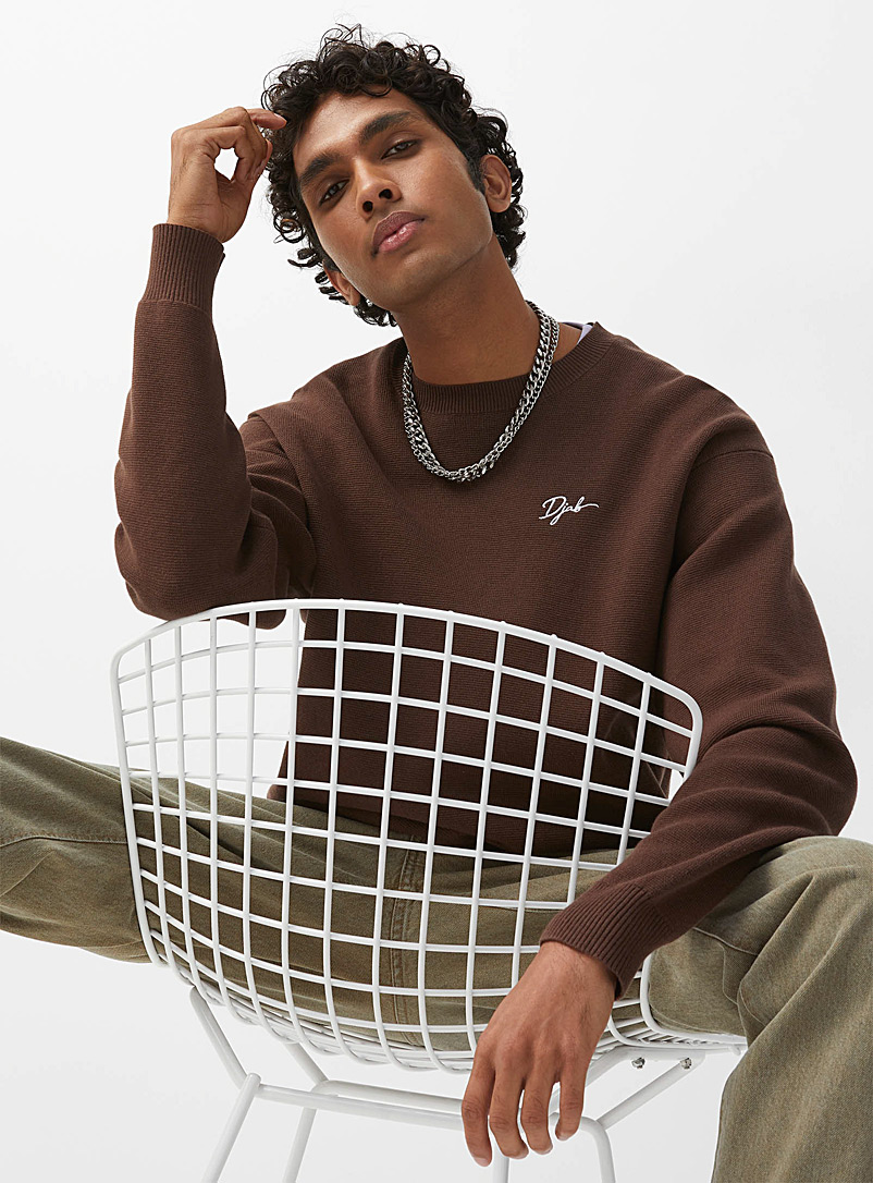 Djab Brown Cursive logo oversized sweater DJAB 101 for men