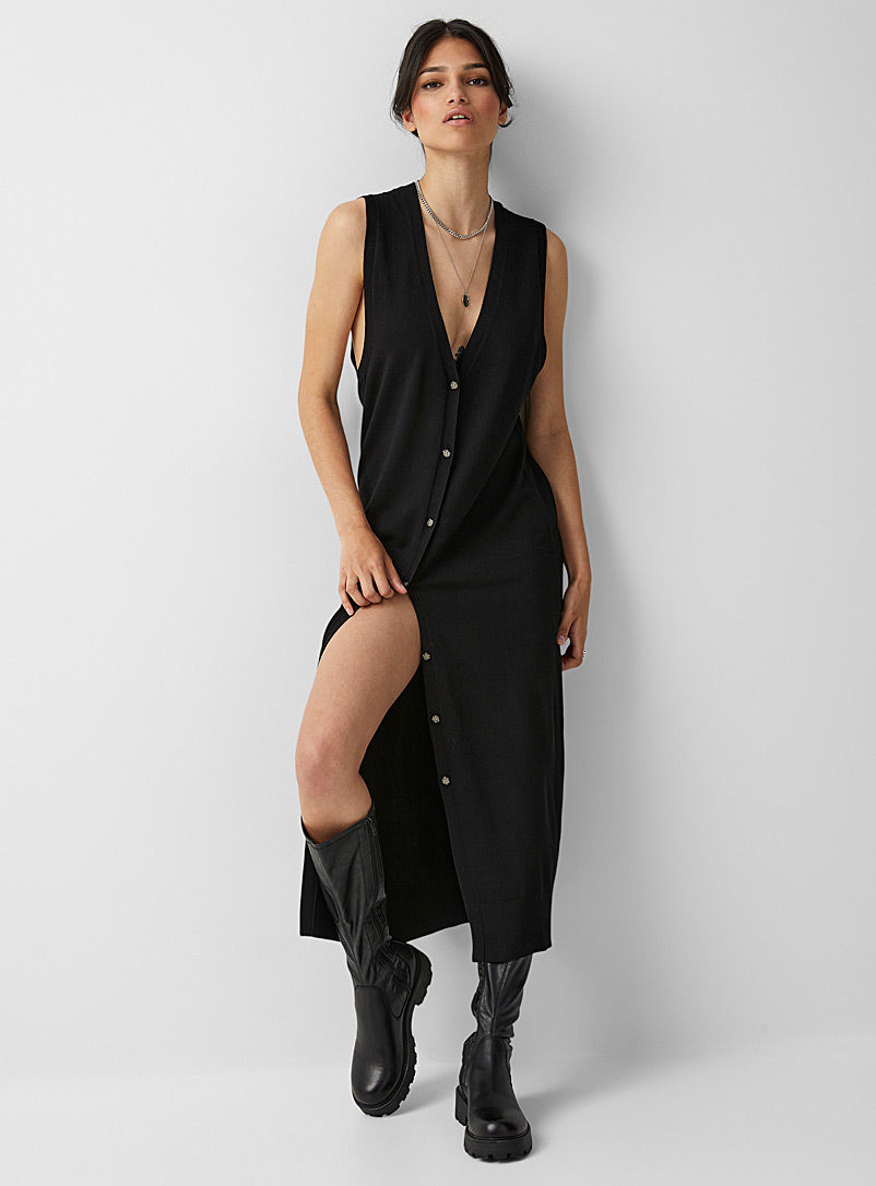 Icône Black Loose cardigan dress for women