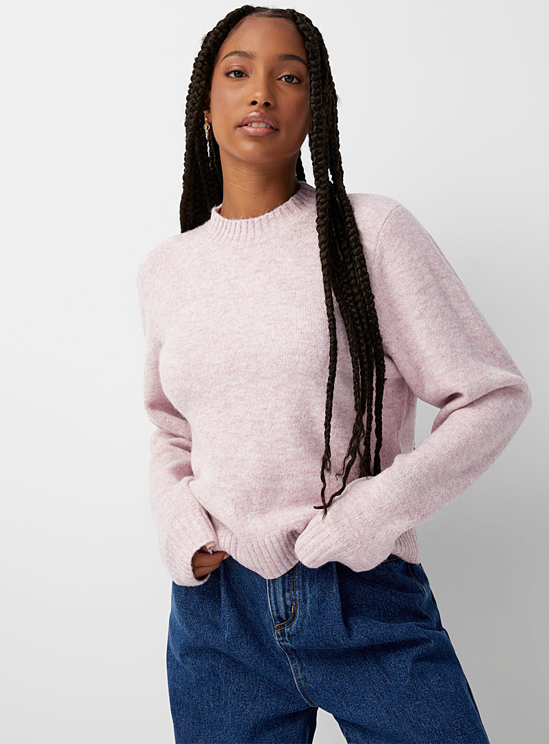 Twik: Le pull droit doux tricot Rose pour femme