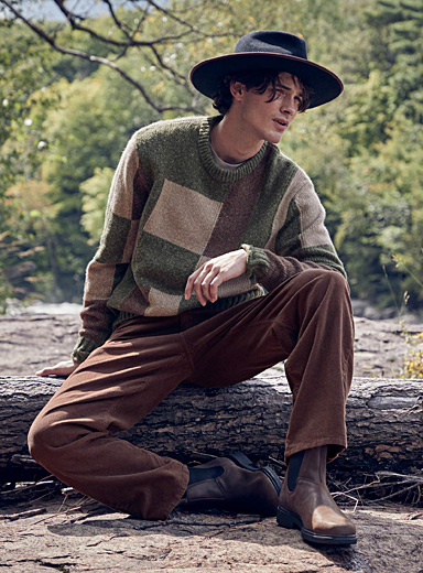 Patchwork square sweater | Le 31 | Shop Men's Crew Neck Sweaters Online ...