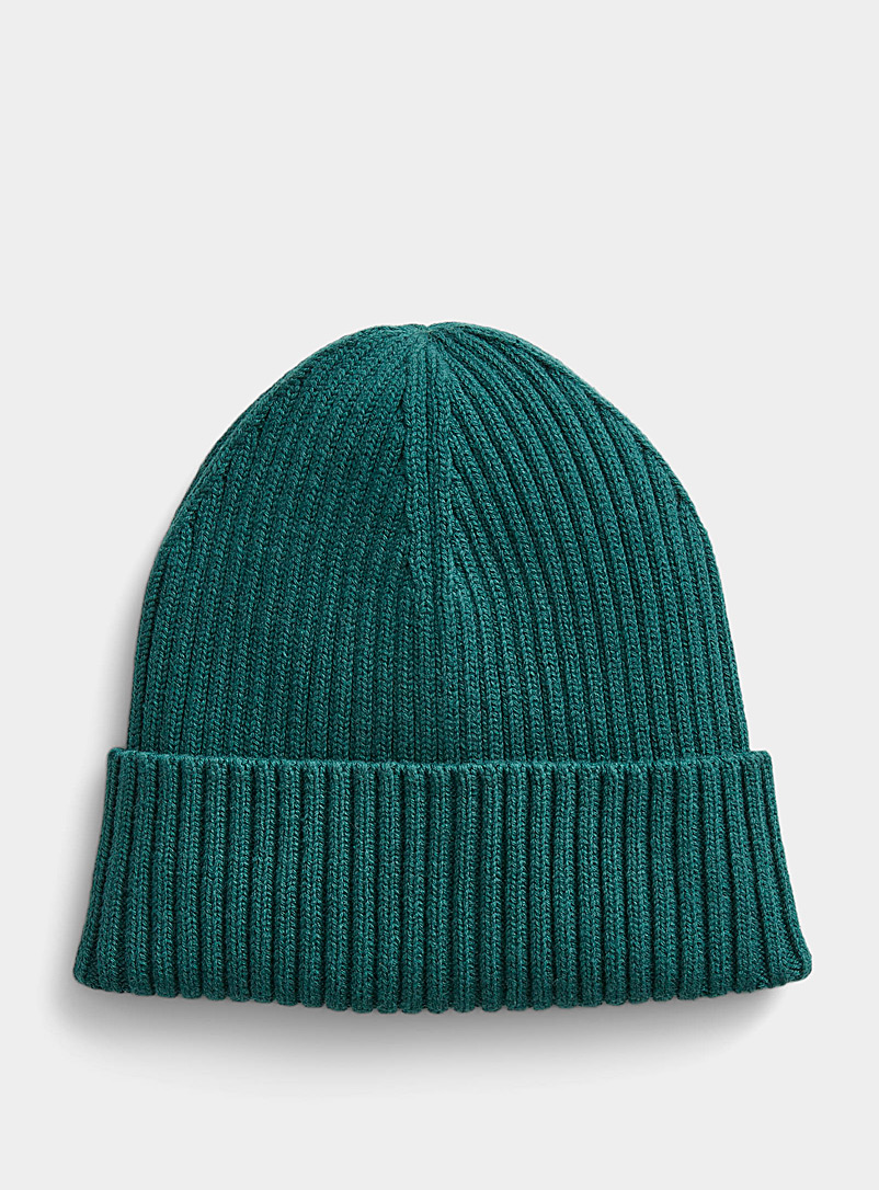 Le 31 Green Reprocessed cotton ribbed tuque for men