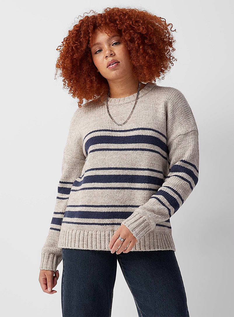 Twik Sand Striped loose sweater for women