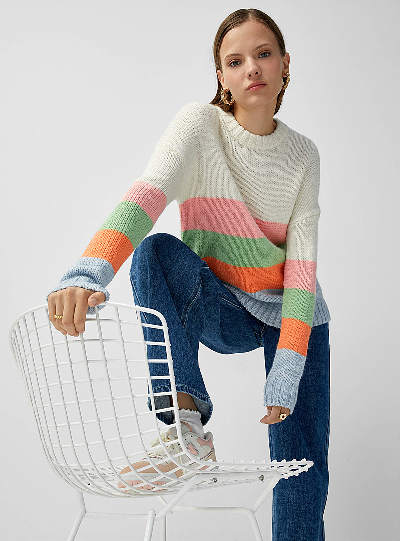 Twik Coral Striped loose sweater for women