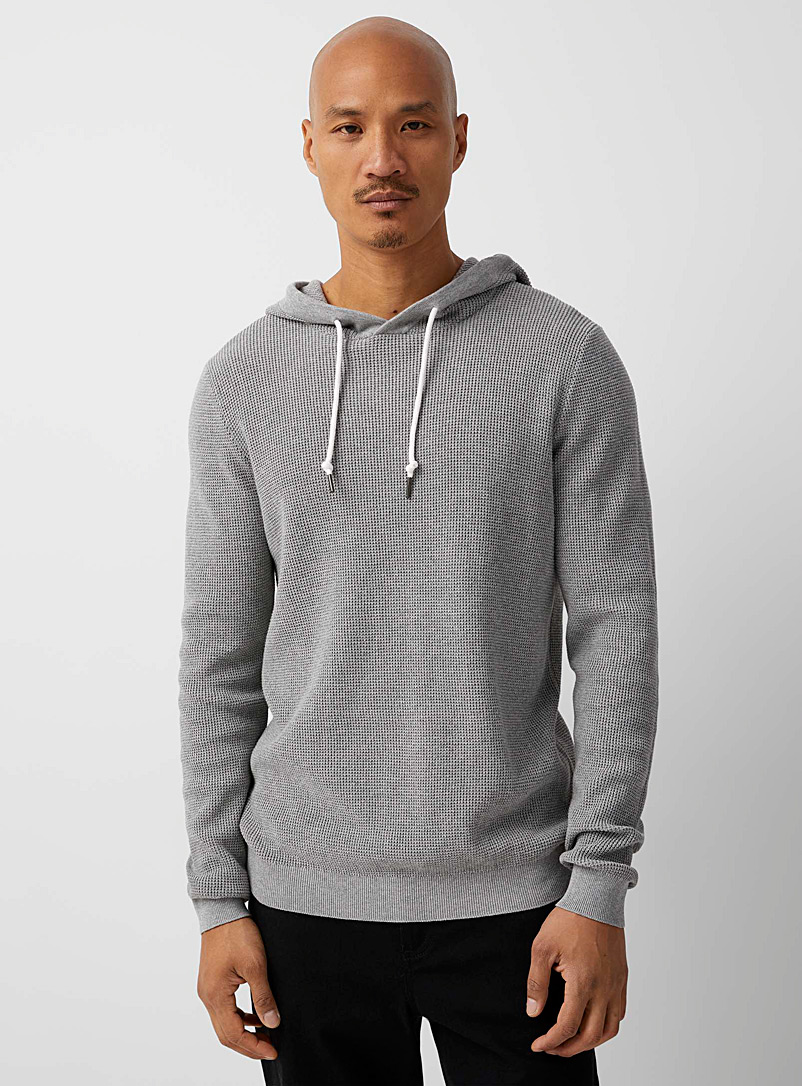 Le 31 Oxford Waffle hooded sweater for men