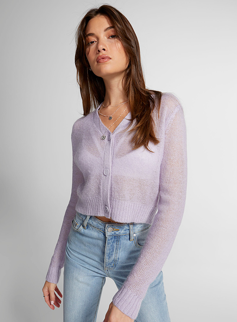 Icône Lilacs Openwork mohair knit cardigan for women