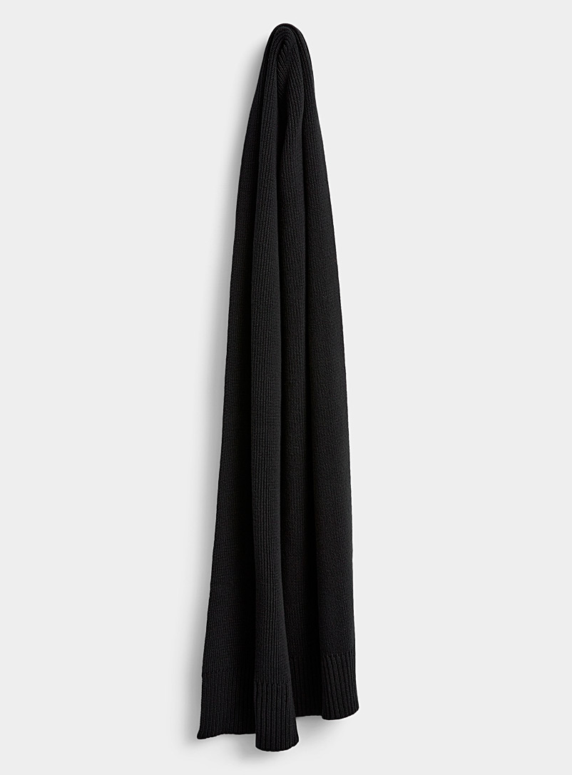 Le 31 Black Solid reprocessed cotton scarf for men