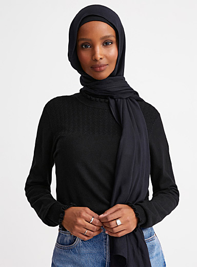 Contemporaine Black Openwork ruffled sweater for women