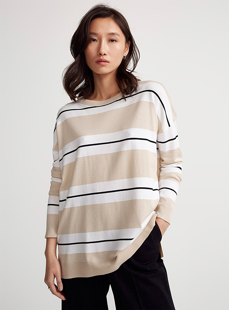 Contemporaine Sand Block stripes tunic sweater for women