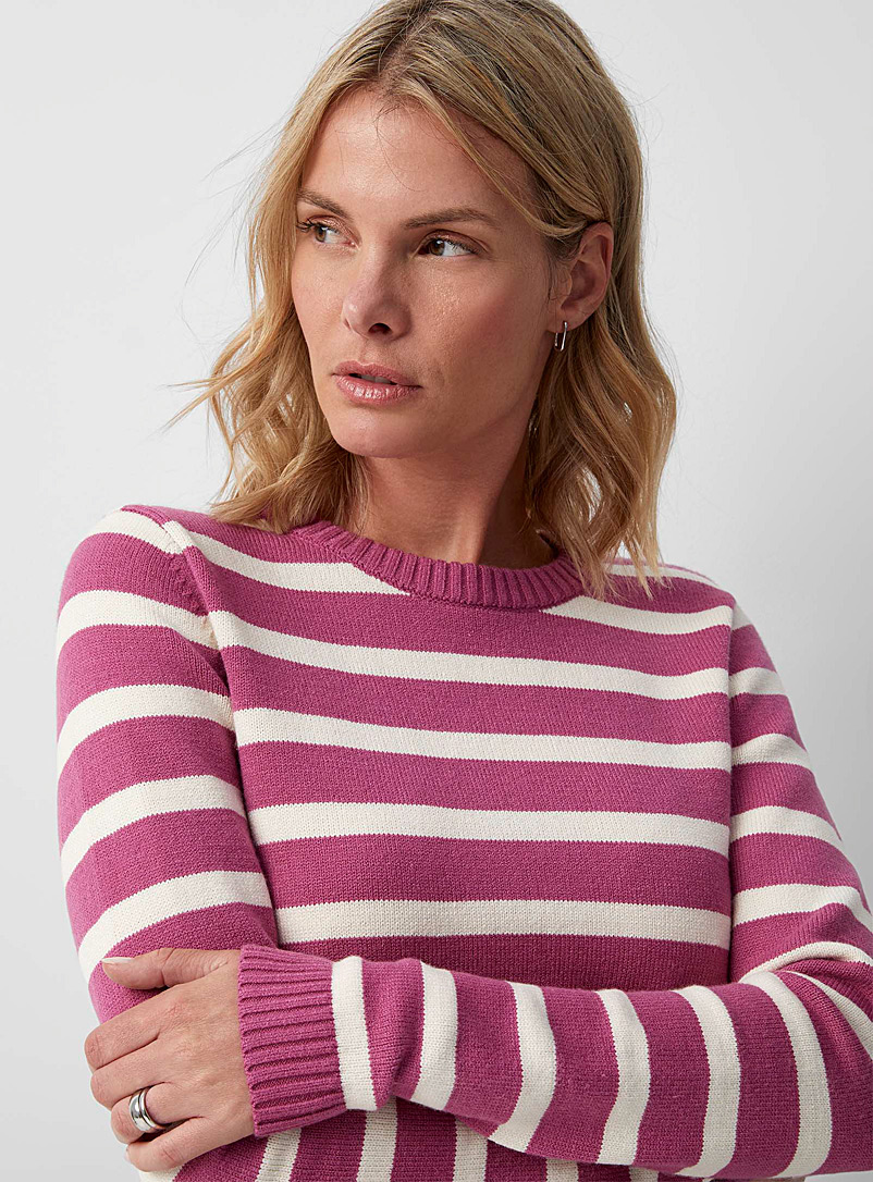 Contemporaine Dusky Pink Nautical stripes crew-neck sweater for women