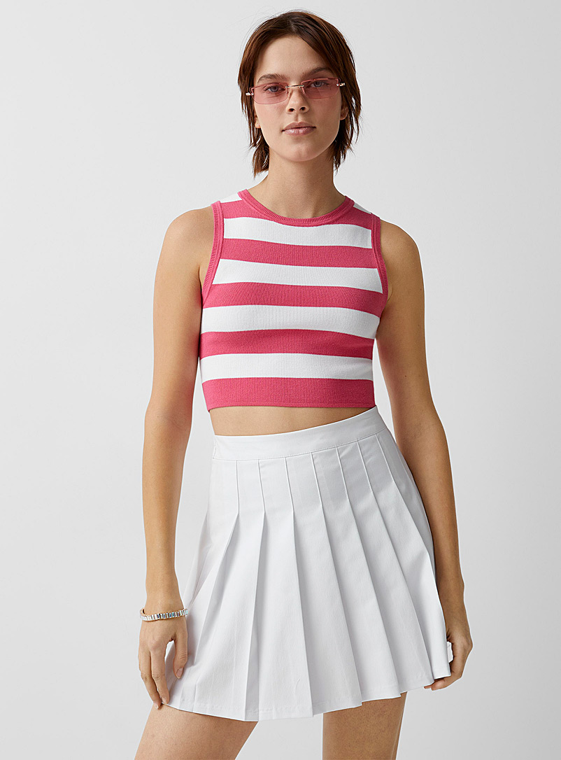 Twik Patterned Red Wide stripe cropped cami for women