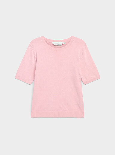 Contemporaine Light pink  Short-sleeve fine-knit sweater for women