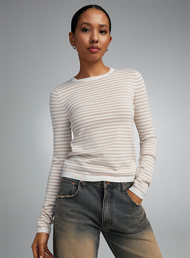 Twik Sand Fitted striped sweater for women