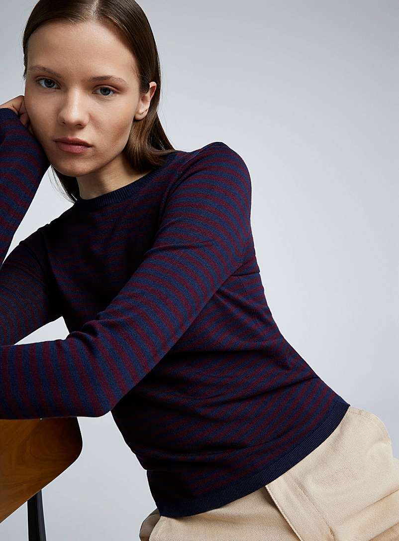 Twik Indigo/Dark Blue Fitted striped sweater for women