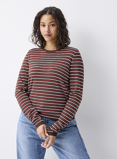 Twik Patterned brown Fitted striped sweater for women