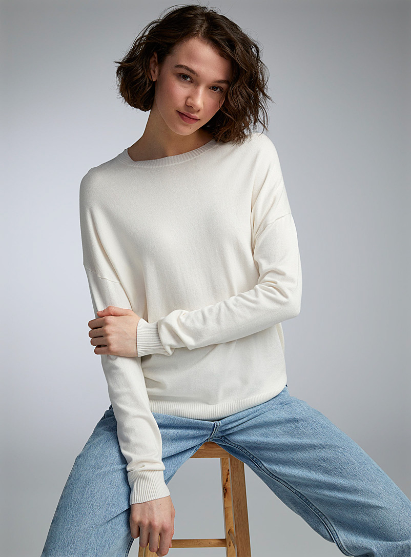 Twik Off White Oversized solid-colour sweater for women