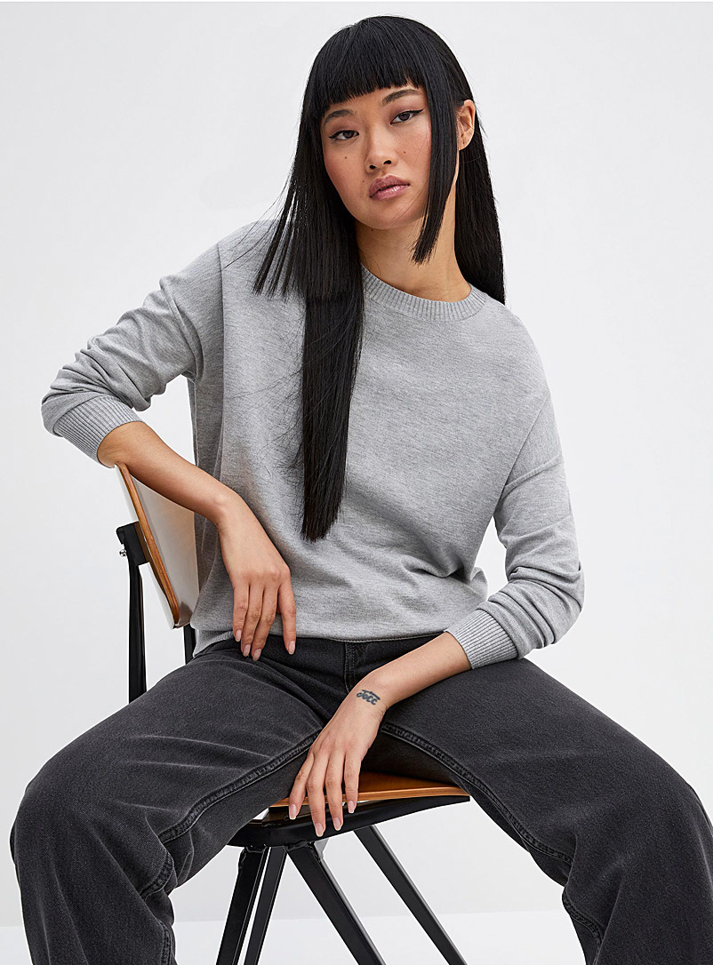 Twik Grey Oversized solid-colour sweater for women