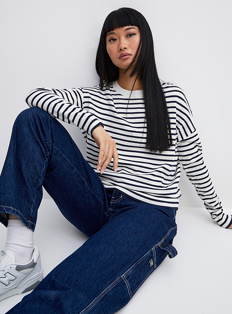 Twik Off White Oversized striped sweater for women