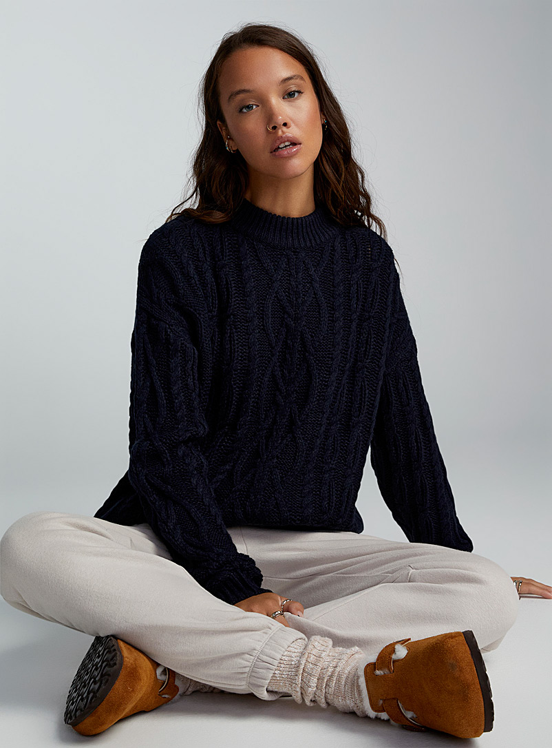 Twik Marine Blue Mini cables and twists sweater for women