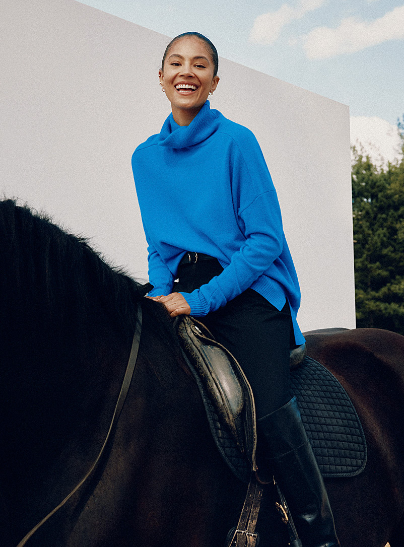 Contemporaine: La tunique col roulé laine-cachemire Bleu royal-saphir pour femme
