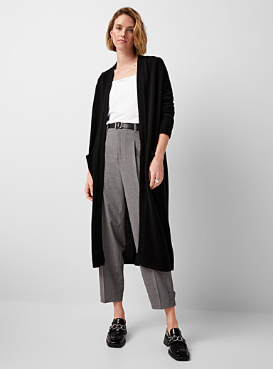 Contemporaine Black Wool-cashmere maxi cardigan for women