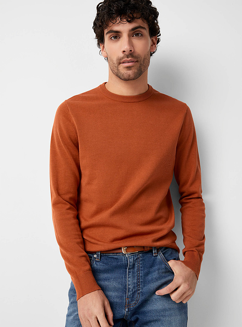 Le 31 Orange Minimalist crew-neck sweater for men