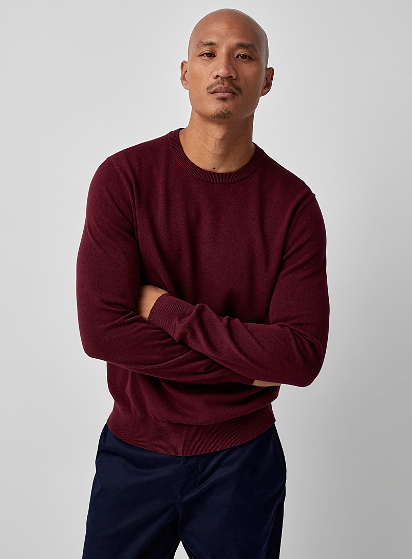 Le 31 Ruby Red Minimalist crew-neck sweater for men