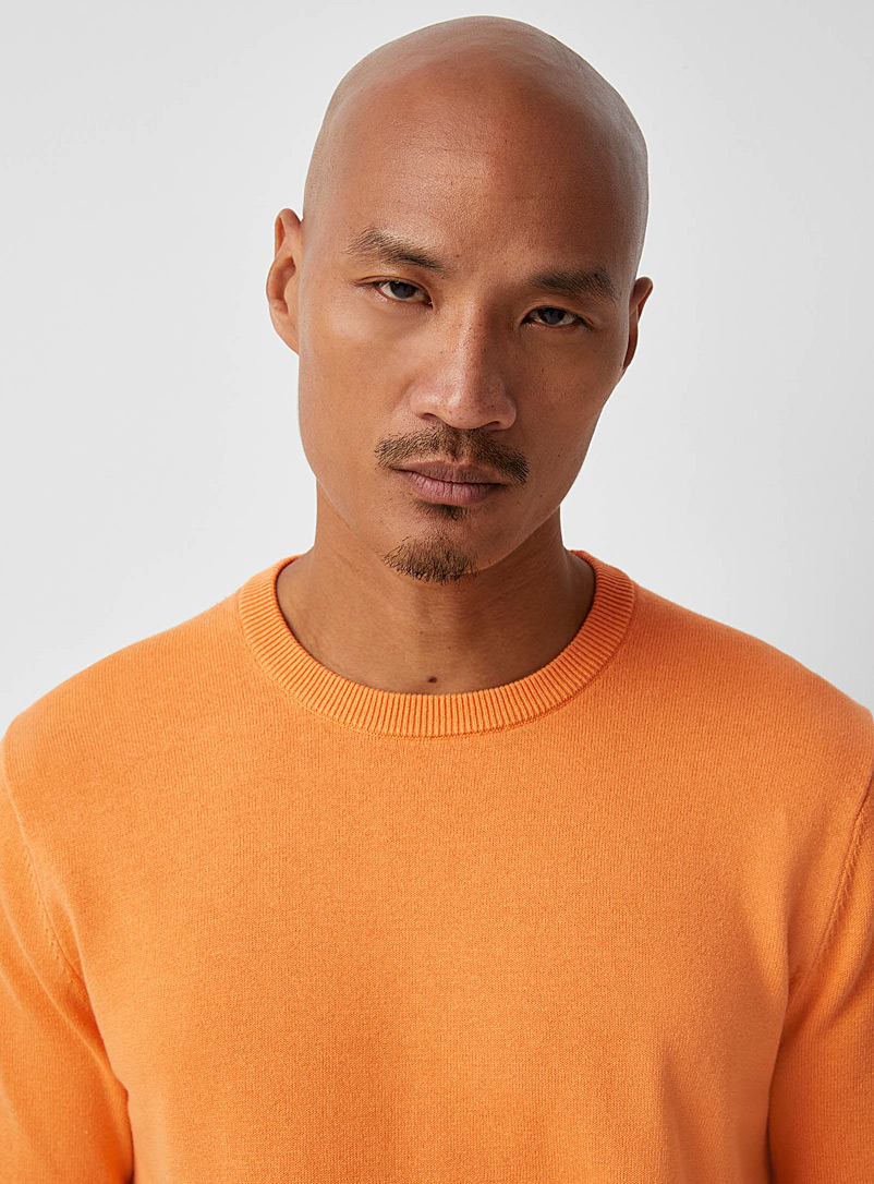 Le 31 Light Orange Minimalist crew-neck sweater for men