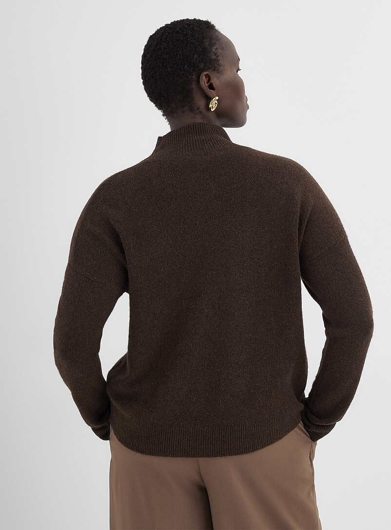 Contemporaine Light Grey Loose mock-neck sweater for women