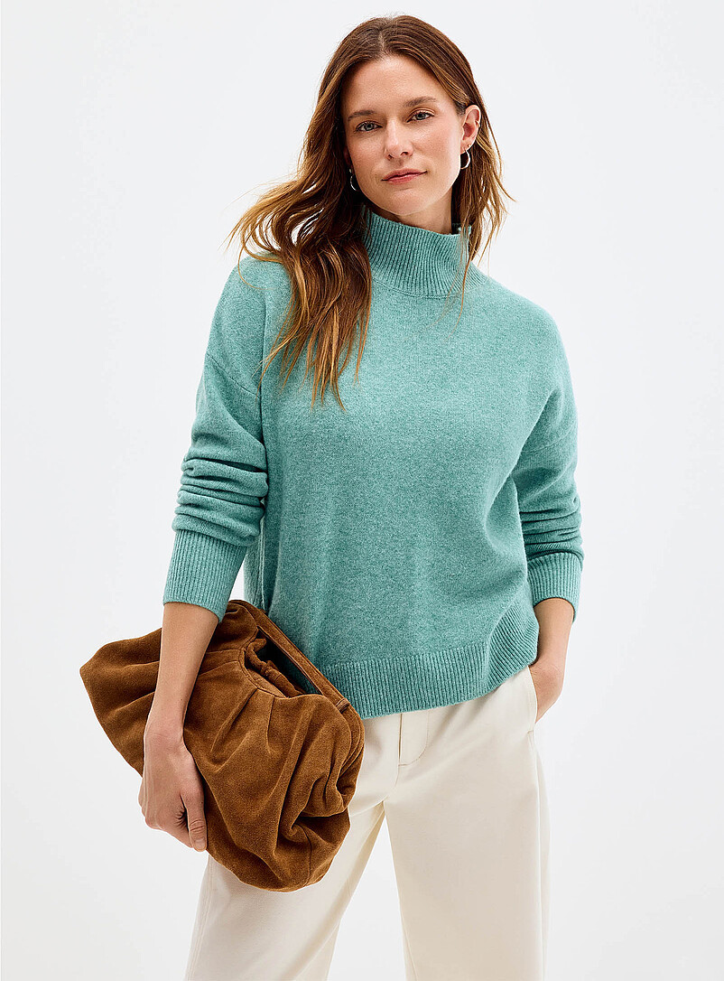 Contemporaine Light Grey Loose mock-neck sweater for women