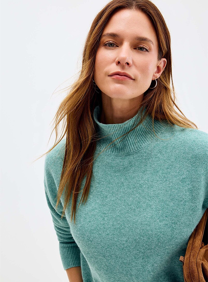 Contemporaine Light Grey Loose mock-neck sweater for women