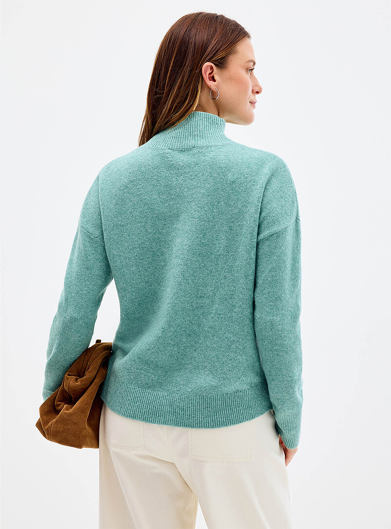 Contemporaine Light Grey Loose mock-neck sweater for women