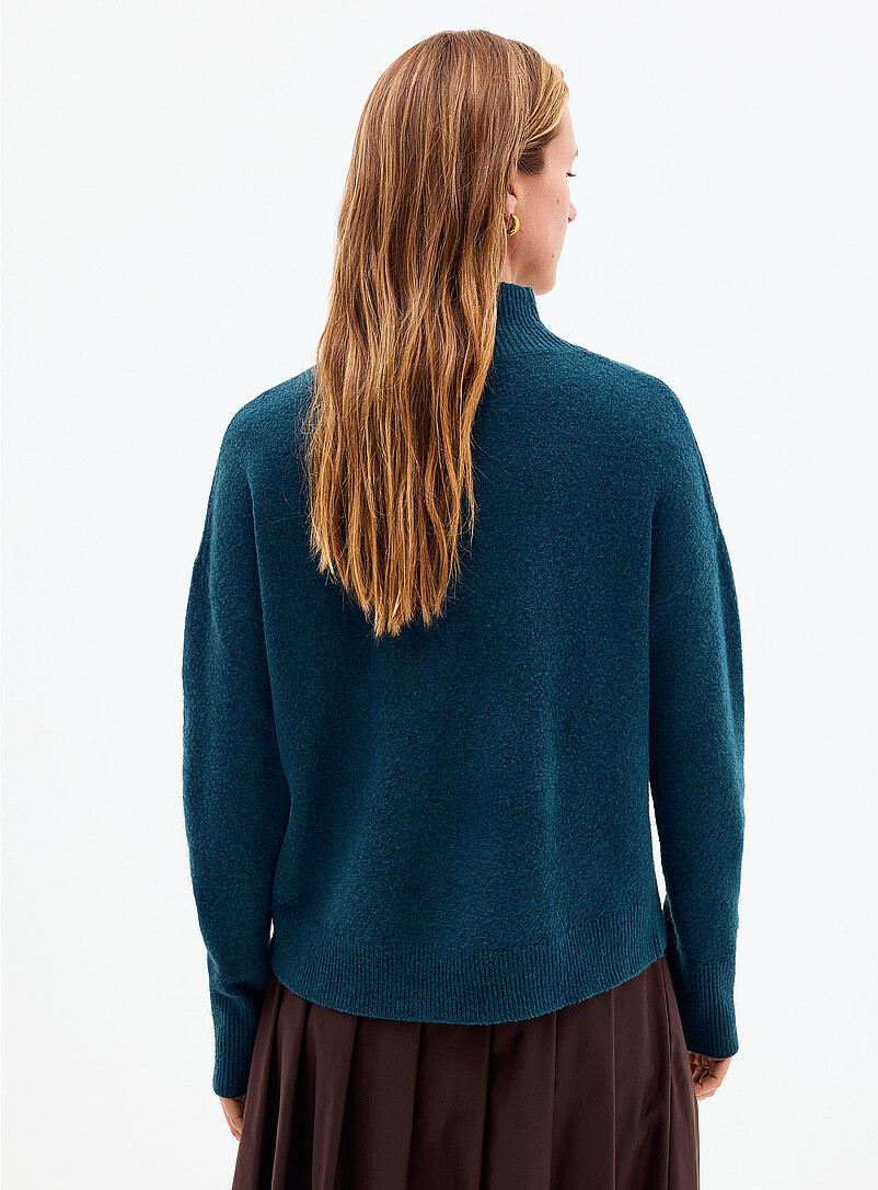 Contemporaine Light Grey Loose mock-neck sweater for women