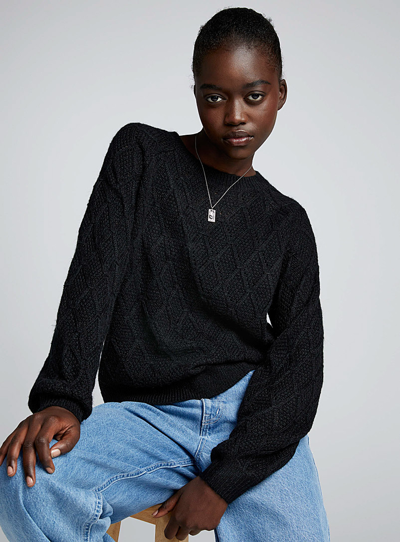 Diamond pattern pointelle knit sweater | Twik | Shop Women's Sweaters ...