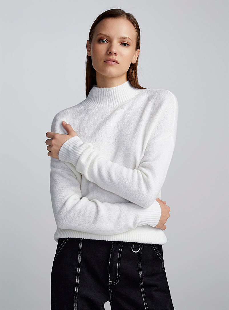 Boucle Knit High Neck Long Sleeve Sweater