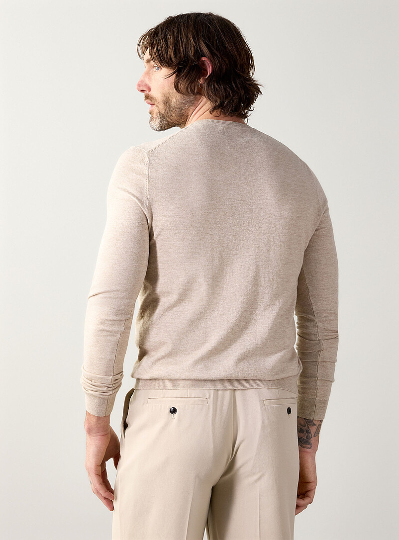 Le 31: Le chandail col rond tricot soyeux Noir pour homme