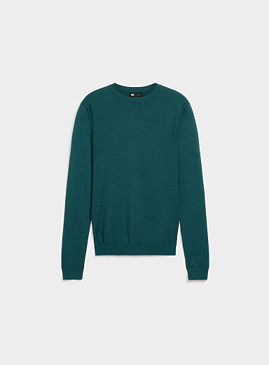 Le 31 Teal Silky knit crew-neck sweater for men